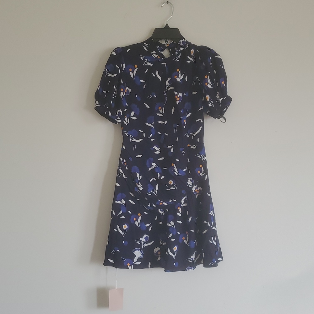 SELF PORTRAIT NAVY BOTANICAL PRINTED MINI DRESS;SIZE:US-4 - Picture 6 of 15